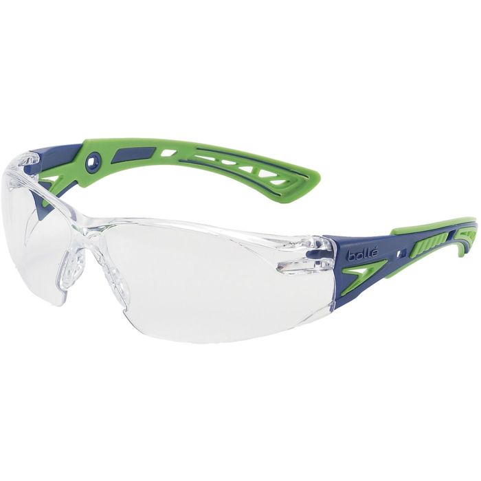 RUSH+ SAFETY SPECTACLES PC CLEAR PLATINUM PC TPR RIMLESS | BE-40256