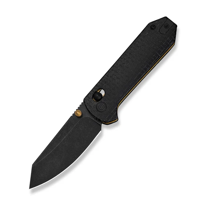 Thumb Stud & Crossbar Lock Knife Black Burlap Micarta Handle (2.88"" Black Stonewashed 14C28N Blade) | CIV-C23073B-2