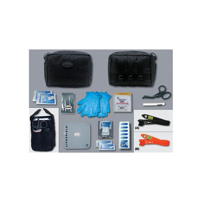 E.T.R. Basic Active Shooter/Bleed Aid Kit with S.T.A.T. Tourniquet (Black) | EMIACTIVESHOOTERBKITBASIC