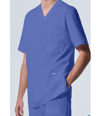 LANDAU PROFLEX MEN'S 4-POCKET V-NECK SCRUB TOP