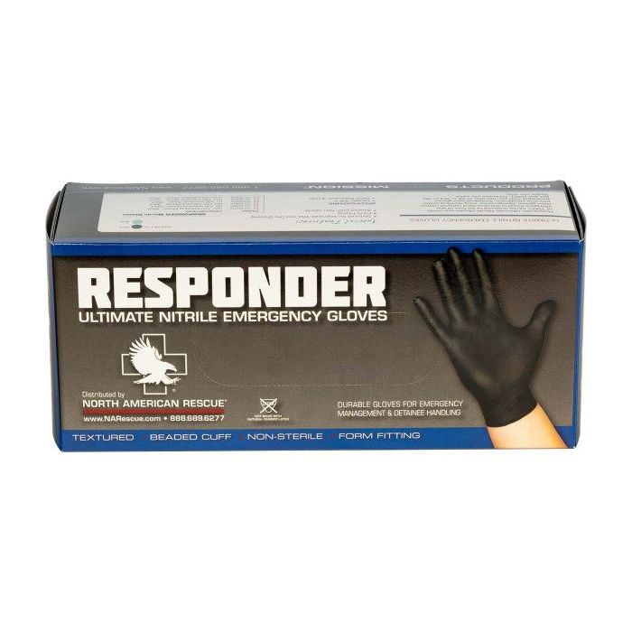 Responder Black Nitrile Gloves - Box of 100 | NAR-70-03B100
