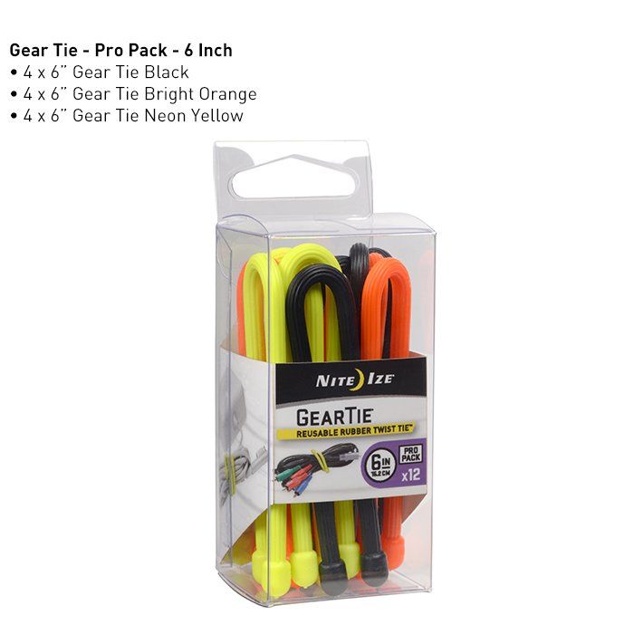 Gear Tie ProPack 6 - 12 Pack - Assorted Colors | NIGTPP6-A1-R8