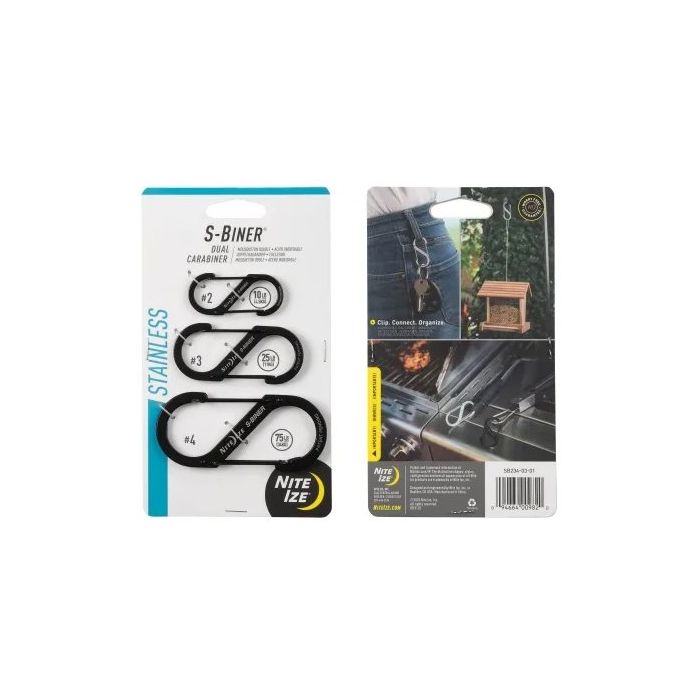 S-Biner Stainless Steel Dual Carabiner - 3 Pack | NI-SB234-03