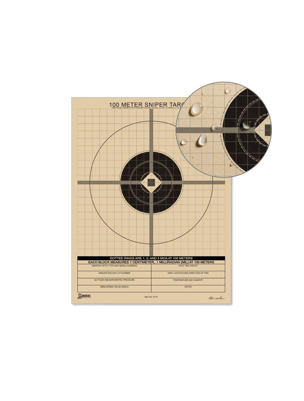 100 Meter MIL Sniper Target - 100 Pack