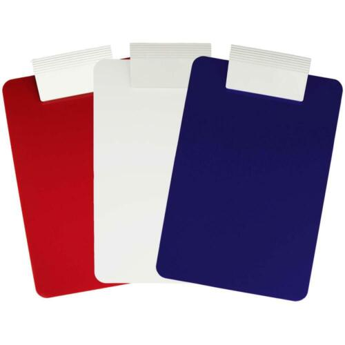 Antimicrobial Plastic Clipboard - Letter/A4 Size - Red/White/Blue 3-Pack | SA-21612