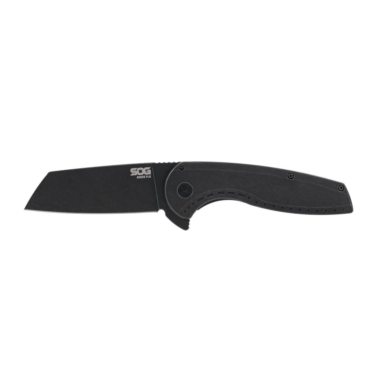 SOG Aegis FLK 2.0 Frame Lock 14-41-04-43 Blackwash Stainless Steel Wharncliffe Pocket Knife | SOG-14-41-04-43
