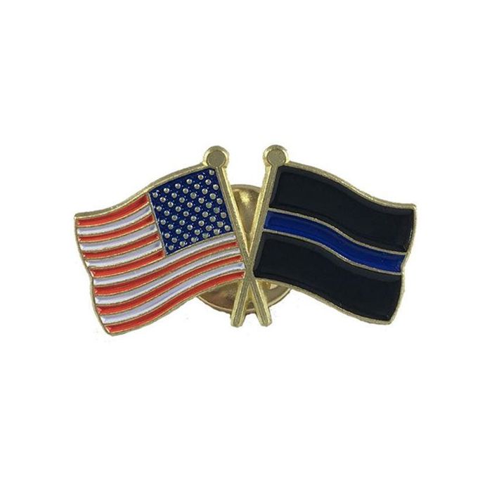 Thin Blue Line (Black Background) and American Pin, Combination | TBL-AM-TBL-PIN