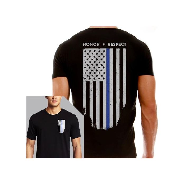 Men's T-Shirt - Thin Blue Line Flag | TBL-Honor&Respect