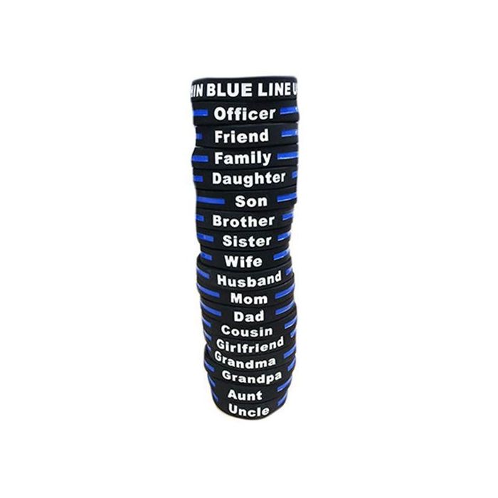 Personalized - Thin Blue Line Silicone Bracelet, Sister, 8 Inch | TBL-Personalized-Bracelet