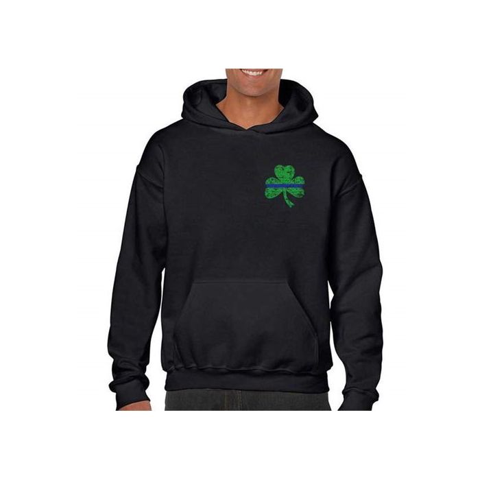 Thin Blue Line Hoodie, Small Shamrock | TBL-STPAT-SM-TBL-H