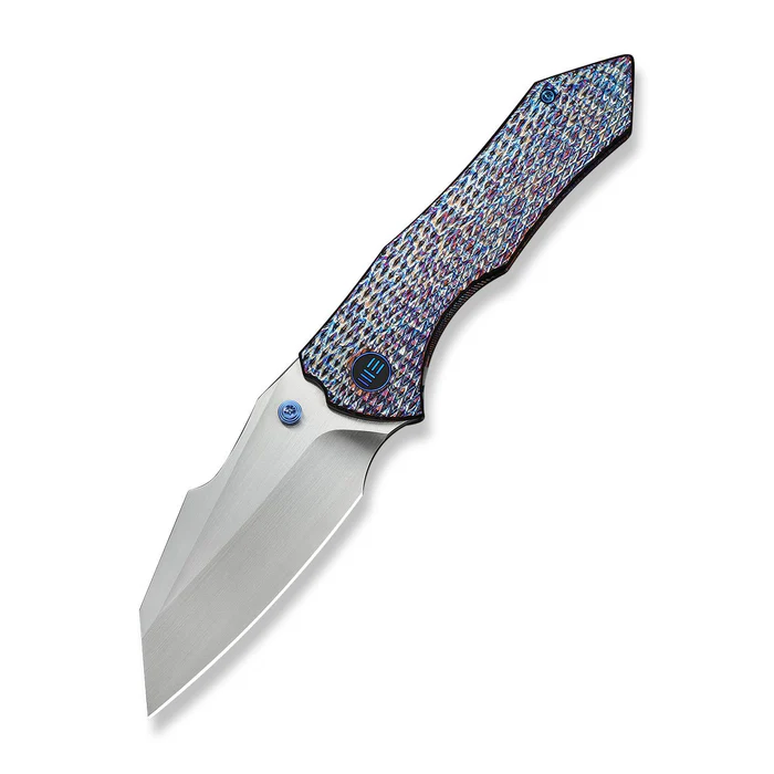 High-Fin XL Thumb Stud Knife Diamond Patterned Flamed Titanium Handle (3.48"" Hand Rubbed Satin CPM 20CV Blade) | WE-WE24010-5