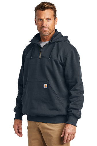 West Licking Joint Fire District - Carhartt Rain Defender Paxton Heavyweight Hooded Zip Mock Sweatshirt - Navy