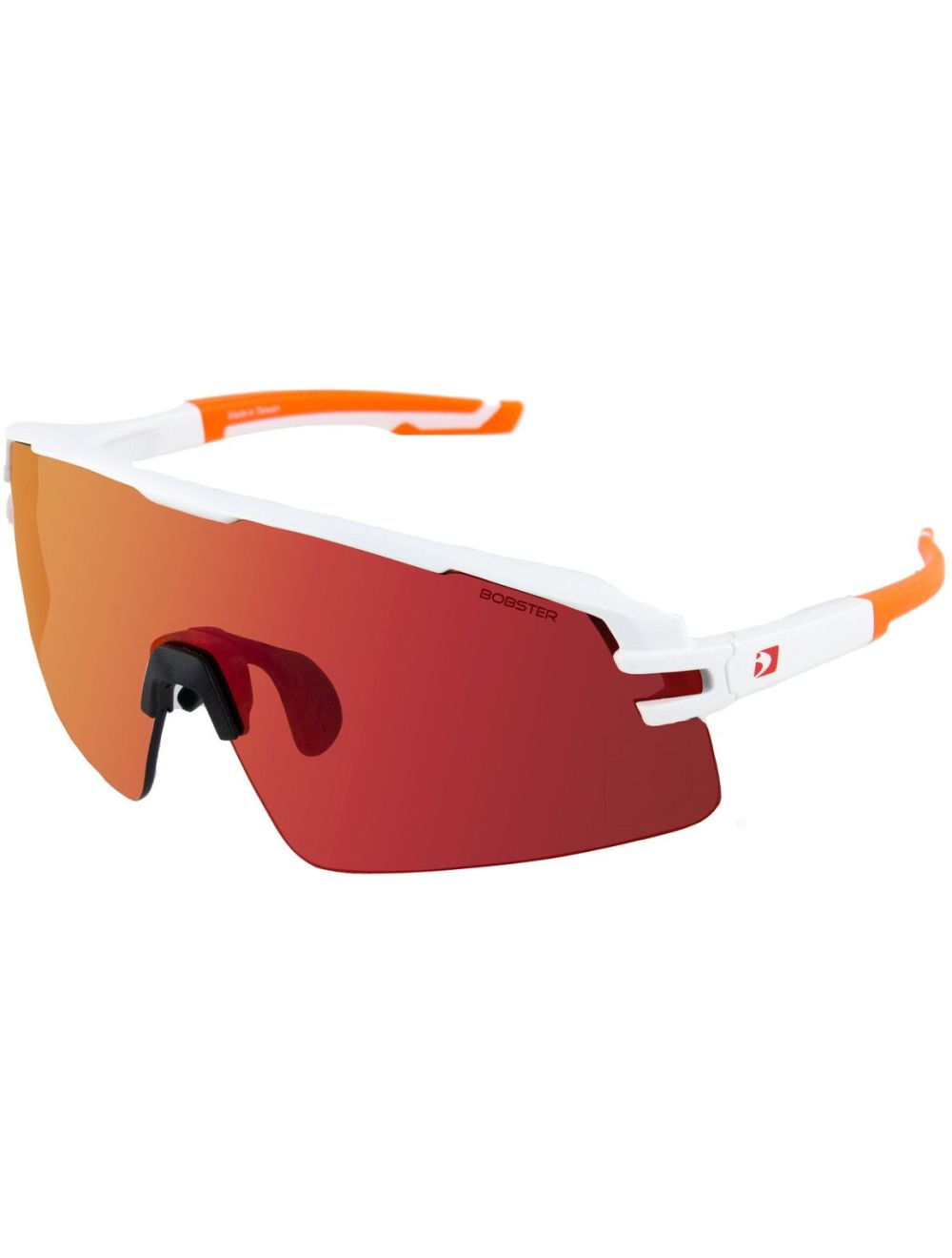 Flash Sunglasses - Matte White/Orange Frame w/Smoke Black Red Revo Lens