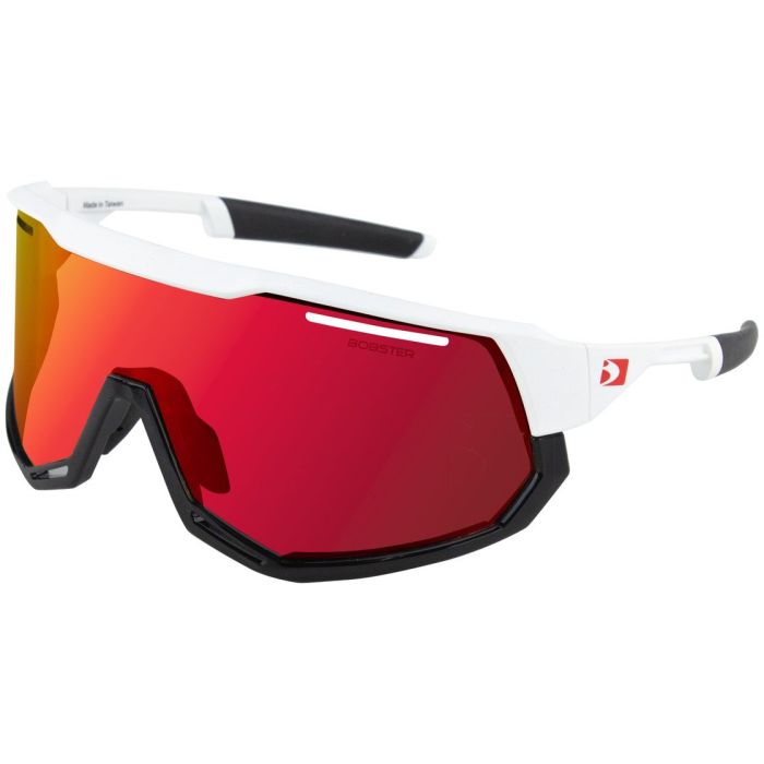 Freewheel Sunglasess - Matte White/Gloss Black Frame w/ Smoke Black Red Revo/Yellow/Clear Lenses