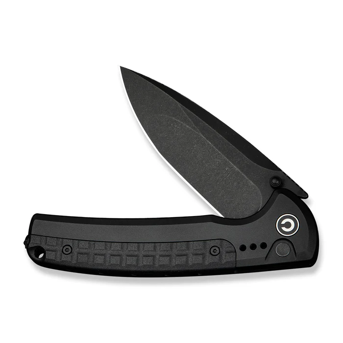 CIVIVI Sentinel Strike II Flipper & Thumb Stud & Button Lock Knife Black Aluminum Handle With Black FRN Integral Spacer | CIV-C22025D-1