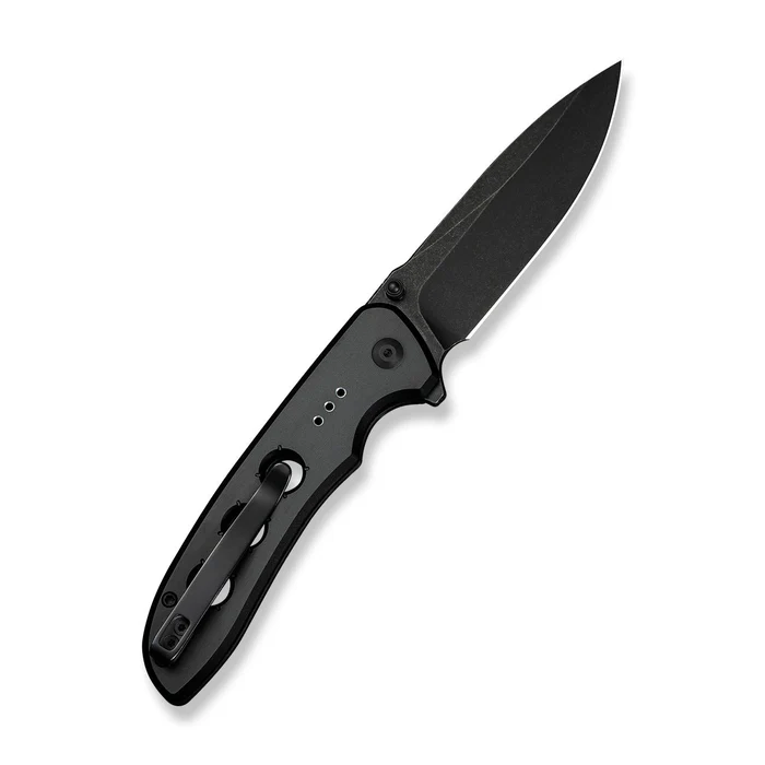 CIVIVI Hyperpulse Flipper & Thumb Stud & Button Lock Knife Black Aluminum Handle (3.5"" Black Stonewashed 14C28N Blade) C23087A-1 | CIV-C23087A-1