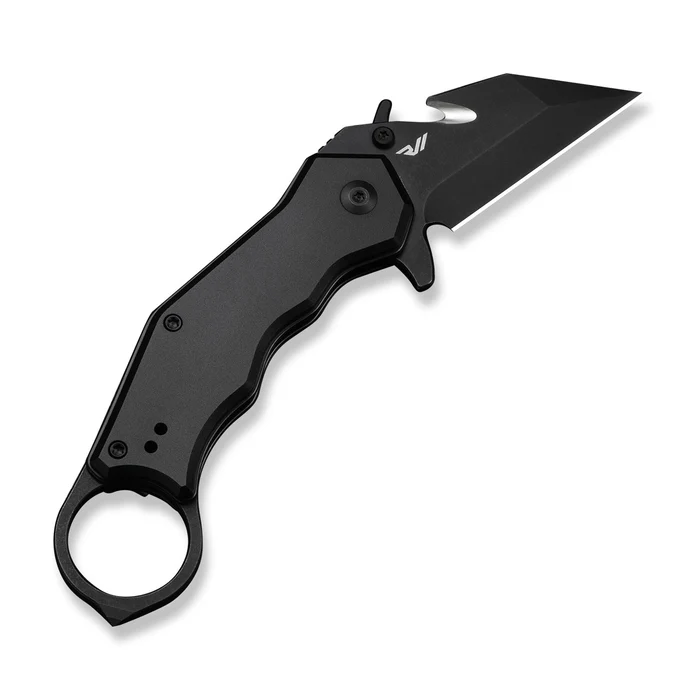 Amaroq Flipper & Thumb Stud & Button Lock Knife Black Aluminum Handle (2.11"" Black Stonewashed Nitro-V Blade) | CIV-C24018-2