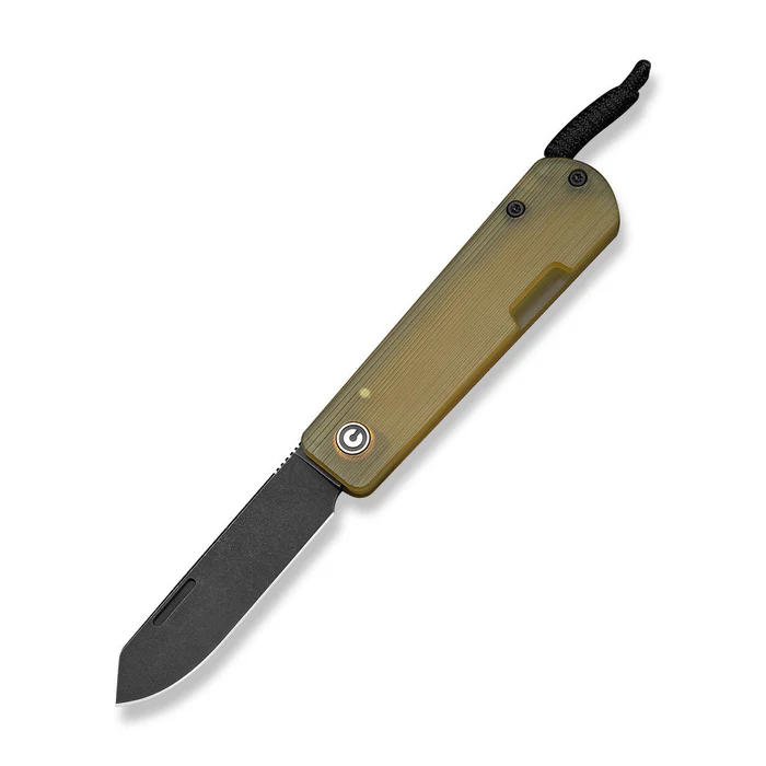 Slippy Sendy Slip Joint Knife Milled Bead Blasted Yellow Ultem Handle (2.81"" Black Stonewashed Nitro-V Blade) C24075A-1 | CIV-C24075A-1