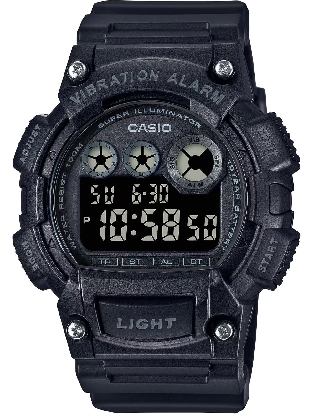 Classic Digital Watch w/ Vibration Alarm & Super Bright Backlight