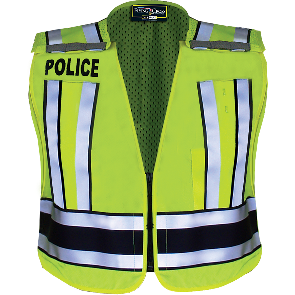 Pro Series Hi-Vis Safety Vest w/ Navy Band & POLICE Lettering - LAPD Navy | FLC-F171500P86