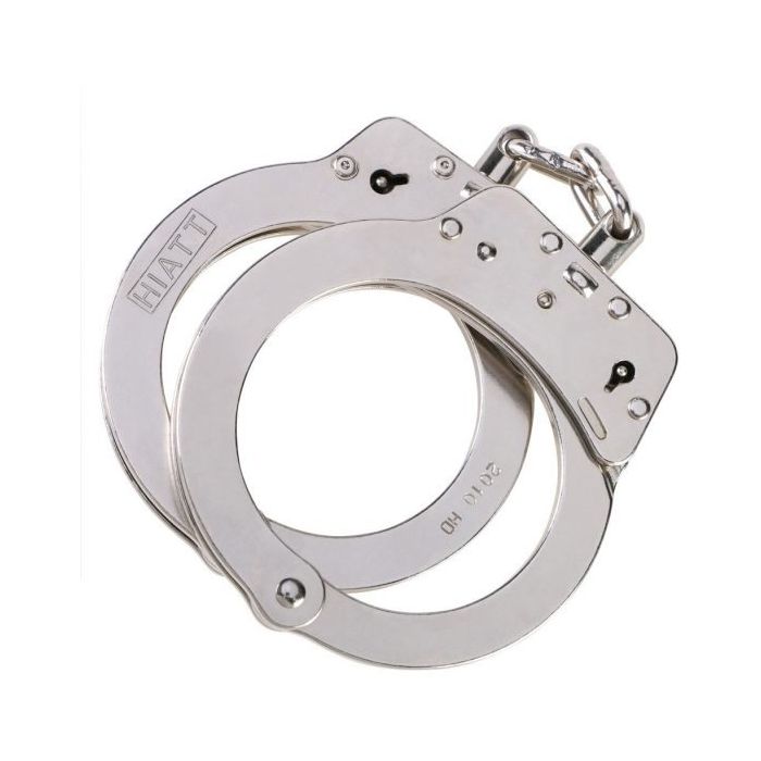 Nickel Chain Handcuffs with Double Key Hole