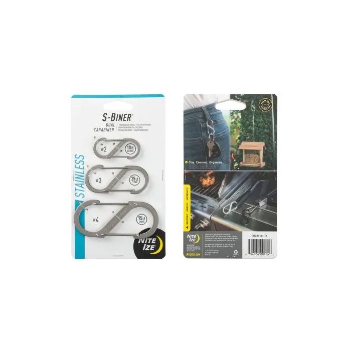 S-Biner Stainless Steel Dual Carabiner - 3 Pack