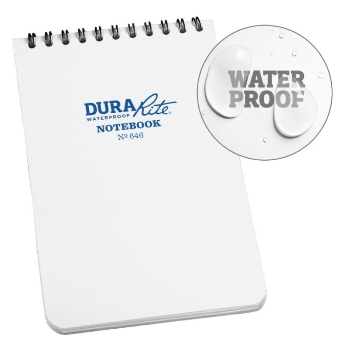 Waterproof Durarite Top Spiral Notebook - 4 x 6