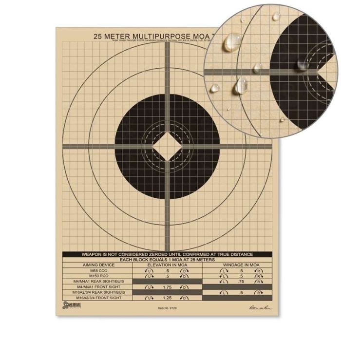 25 Meter Multipurpose Zeroing Target - MOA Adjustment