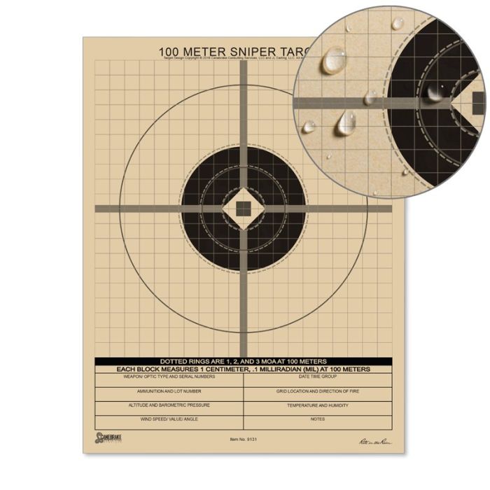 100 Meter MIL Sniper Target - 100 Pack