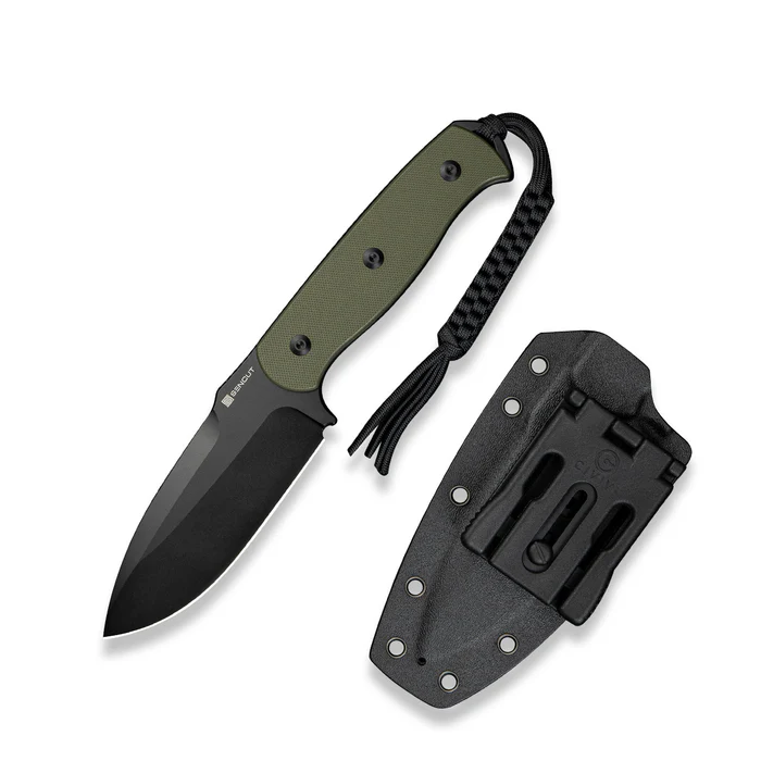 Toxodon Fixed Blade Knife 4.57"" Black 9Cr18MoV Drop Point Plain Edge Blade, OD Green G10 Handle & Kydex Sheath | SN-S24036-2