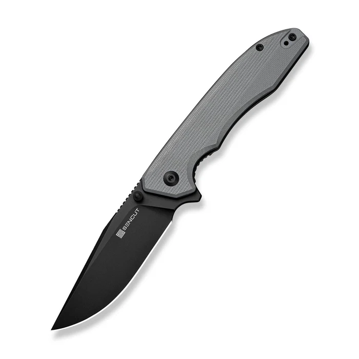SENCUT Sylor Flipper & Thumb Stud Knife Gray G10 Handle (3.35"" Black D2 Blade) | SN-S25056-1