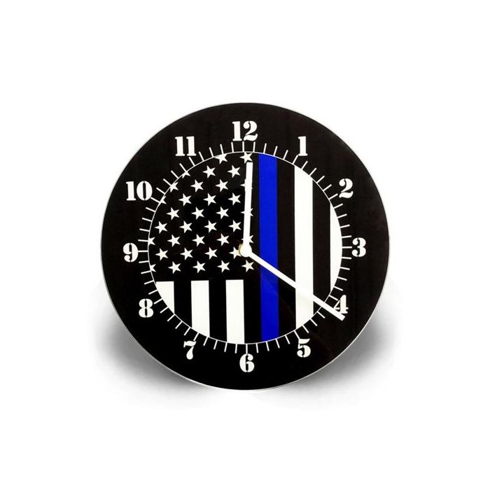 Thin Blue Line American Flag Clock