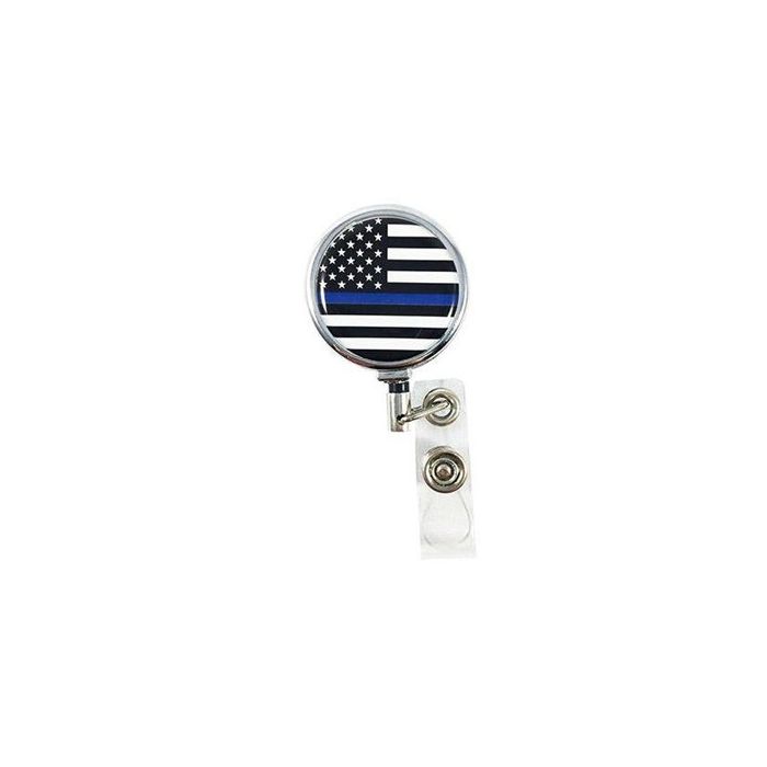 Badge Reel - Thin Blue Line American Flag