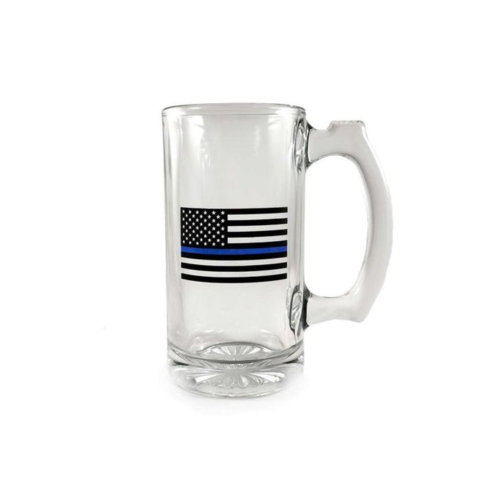 Libbey Deco Glass Mug - Thin Blue Line Flag, 12.5 oz