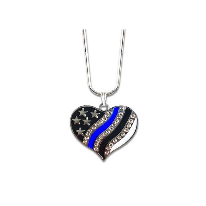 Thin Blue Line Heart Necklace