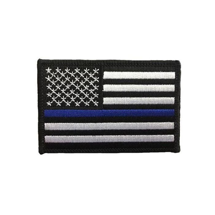 Thin Blue Line American Flag Patch, Velcro, 2 x 3 Inches