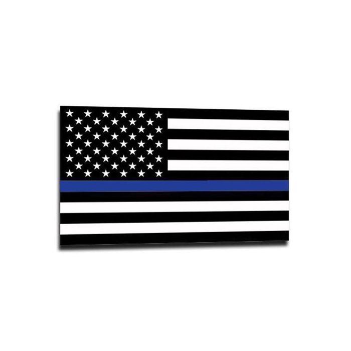 Thin Blue Line American Flag Sticker, 2.5 x 4.5 Inches