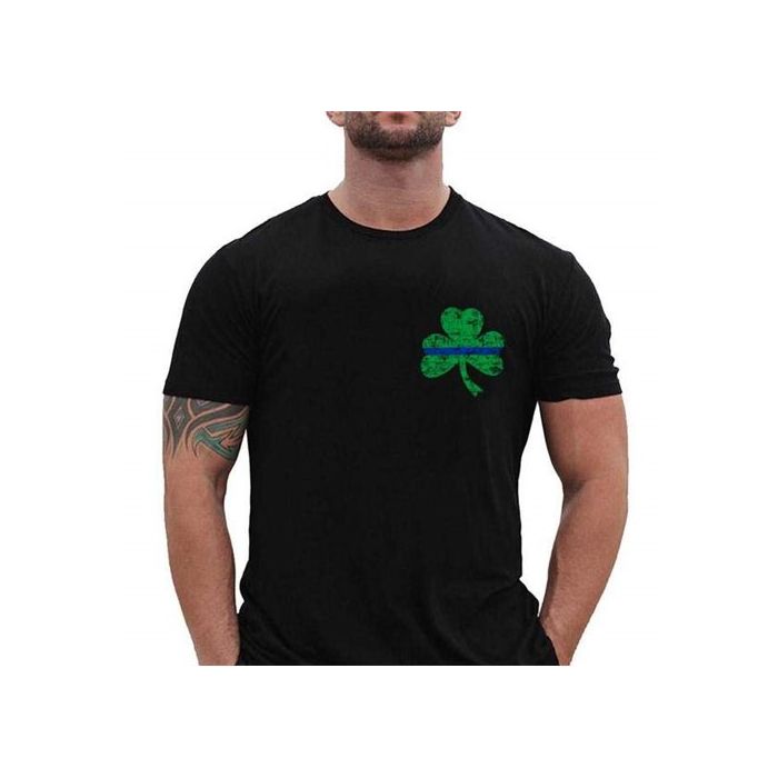 T-Shirt, Small Shamrock, Thin Blue Line