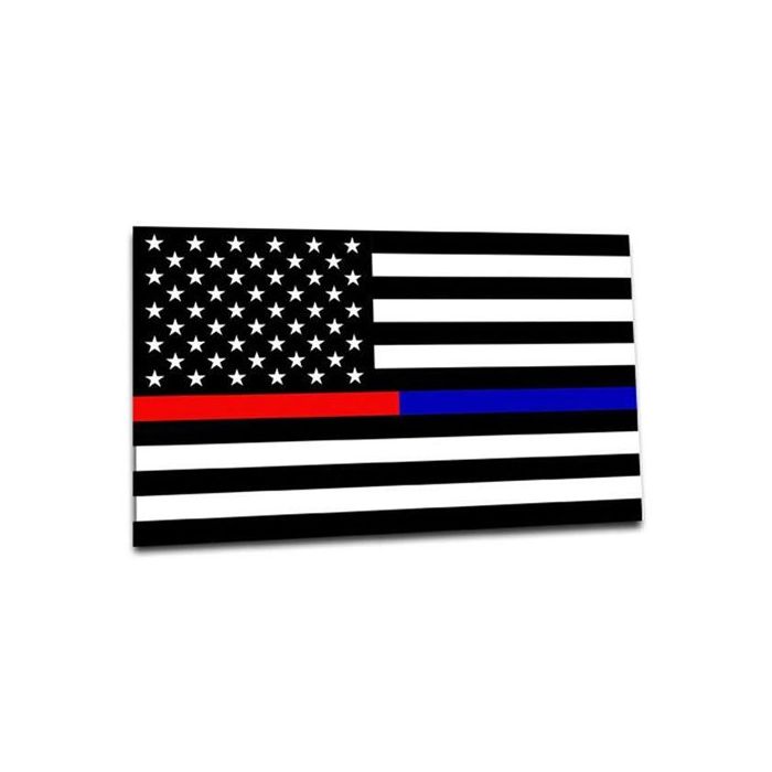 Thin Red and Blue Line American Sticker, 4 x 6 Inches