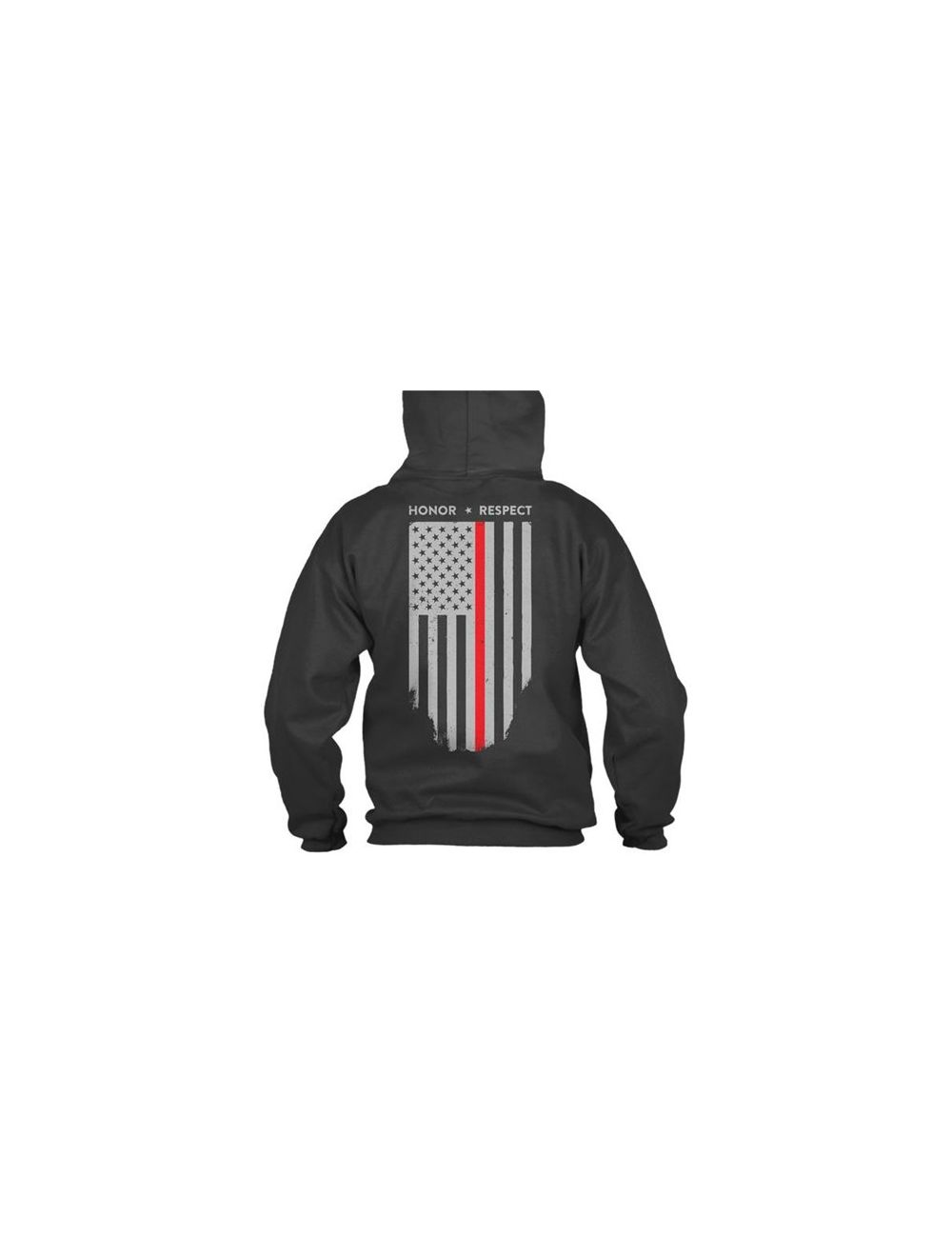 Hoodie - Thin Red Line American Flag Honor & Respect